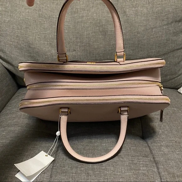Tory Burch Georgia Double Zip Pebbled shell pink